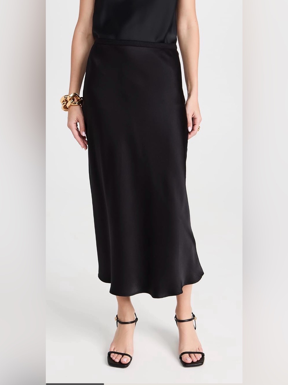 Anine Bing Black A-Line Midi Slip Skirt